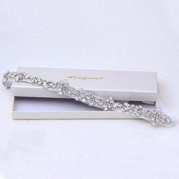 Rhinestone Wedding Belt Organza Bridal Dress Sash Elegant Formal Accessories main image 5